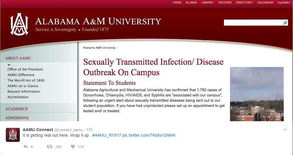 AAMU says the image is doctored and the information is false.