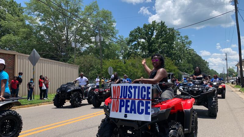 Several cars, motorcycles, and even horses hit the streets of downtown Hayneville today to...