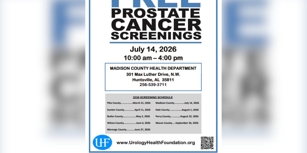 Free prostate cancer screening offered Tuesday in Huntsville