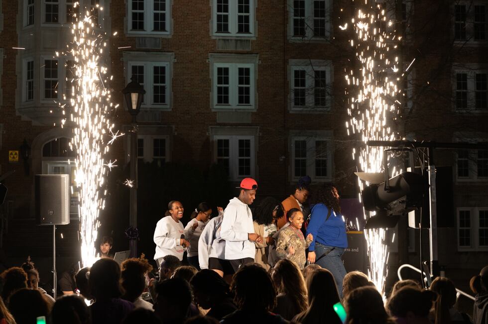 After the fountain is lit, students stay for food, music, dancing, and more