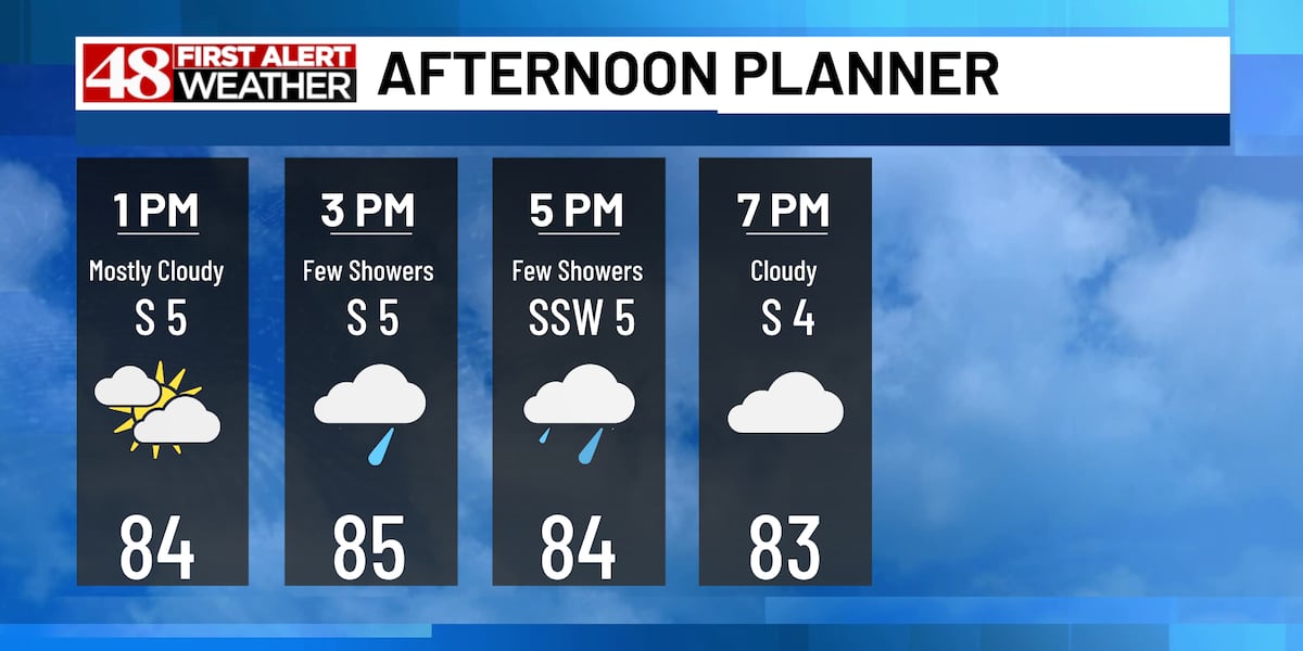 Isolated storms this afternoon