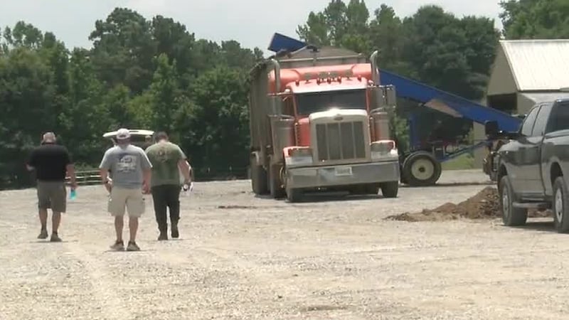 Authorities are investigating after a man was found in an auger.