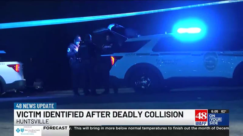 A pedestrian is dead Monday after she was hit by a vehicle in Huntsville.