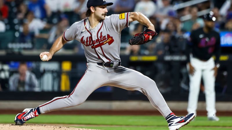 Atlanta Braves' Spencer Strider (99) pitches during the first inning of a baseball game...